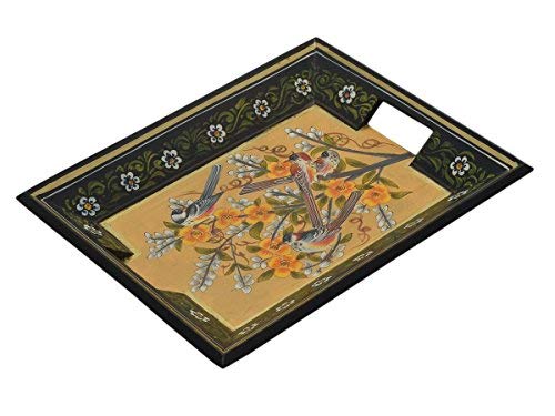 Store Indya Wooden Serving Tray Platter for Tea Snack Desert Kitchen Dining Parties Serveware Accessories (Green)