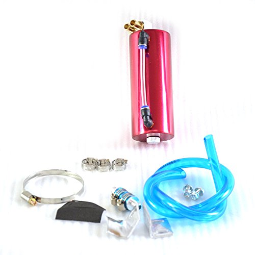 Oil Catch Tank,Universal 750ml Aluminum Round Engine Oil Breather Tank Catch Can Reservoir Kit Red