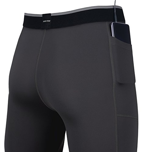 Take Five Men’s Side Pockets Cool Dry Tights UV Protection Compression Baselayer Cycling Yoga Leggings (Z808, XL)