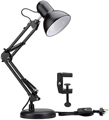 Swing Arm Desk Lamp E27 Bulb Socket Flexible Clamp On Table