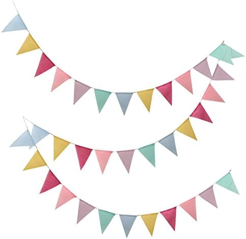 Loveprint Multicolor Pennant Bunting Flag Banner Imitated Burlap Indoor/Outdoor Party Decoration - 4 metres/12 Flags (Pack of 3)