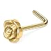 Ruifan 3PCS 20G 316L Surgical Steel Rose & Ball & Clear Round CZ Curved Nose Stud Ring L Shaped Piercing Jewelry - Gold