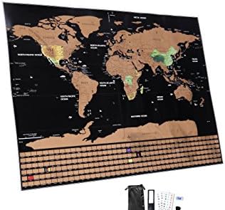 Prairie House Scratch Off World Cartographic Map Poster | Glossy Finish Laminated Global Map With Flags, Vivid Colors &amp; Detailed Lines | For Travelers, World Explorers, Gift Ideas, Home Décor &amp; More