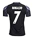 #7 Ronaldo Real Madrid Third Kid Soccer Jersey & Matching Shorts Set 2016-17, Black,Youth L (10 to 12 Years Old)