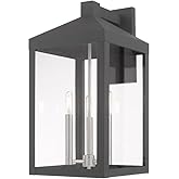 Livex Lighting 20585-76 Nyack - 21.75" Three Light Outdoor Wall Lantern, Scandinavian Gray Finish with Clear Glass