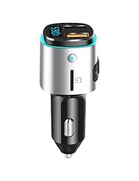 SZBAYO Transmisor FM para automóvil Bluetooth, adaptador automático de radio Bluetooth, kit manos libres para automóvil con QC3.0 Cargador rápido rápido, led de automósfera, música USB y ranura para tarjeta TF Música para iPhone Samsung HTC Huaiwei