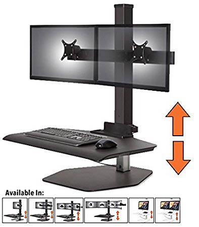 Stand Steady Winston Workstation Dual Monitor Mount Sit-Stand Desk (Innovative WNST-2) | Two Monitor Standing Desk Workstation Converter with VESA Mount| Easy & Height Adjustable! (2 Monitor/Black)