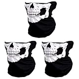 CIKIShield Seamless Skull Face Mask Bandana Motorcycle Face Masks Skeleton Face Shield (3pcs-white)