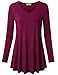 Flowy Tops,Timeson Feminine Touch Women's V-Neck Long Sleeve Shirt A-Line Casual Womens Workout Stretch Knit Basic Comfy Swing Tunic Tops Blouse Purple Red Medium