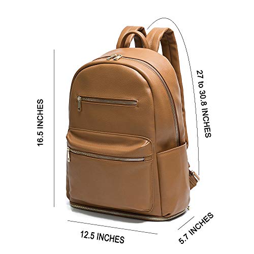 Leather Diaper bag Backpack by Mominside, Backpack for Women, Baby Bag (Brown)