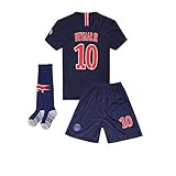 Paris St Germain (PSG) 18-19 Home #10 Neymar JR Kids Youth Soccer Jersey & Shorts & Socks Blue