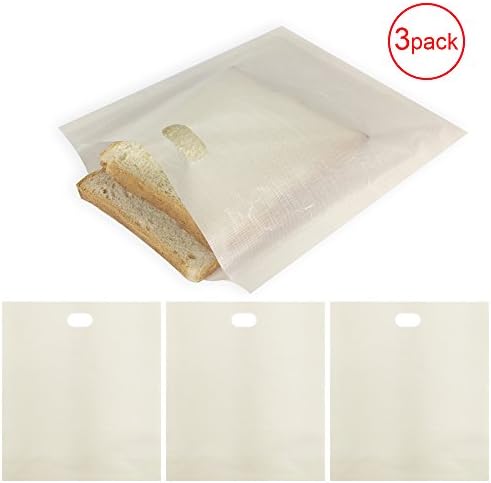 ZENQAI Toaster Grilling Bags Sandwich Snack Heat Resistance Reusable Non-Stick, Pack of 3 Pieces