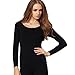 Liang Rou Women's Scoop Neck Long Sleeve Ultrathin Modal Thermal Underwear Shirt/Top Black Medium