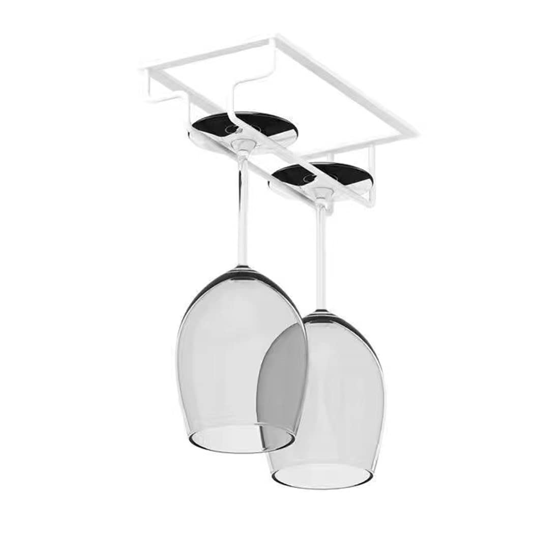 Hoshen Goblet Wine Glass Rack, 8.85 inches Under Cabinet Wine Wine Glass Rack, Glass Storage Rack, Bar Hanging Wine Wine Glass Rack, (1 Row) - White