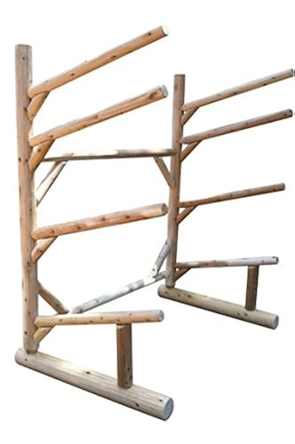 Log Kayak Rack 4-Place, One-Sided Canoe Rack SUP Log Rack