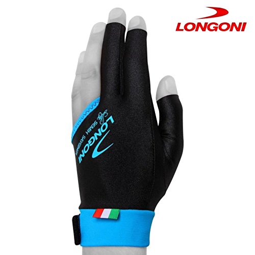 LONGONI SULTAN Billiard Pool Cue GLOVE - for Left hand - Black (Medium)