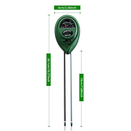 Attom Tech Soil Test Meter, 3-in-1 Moisture/Sun-light/pH Sensor Meter Soil Test Kits Gardening Tool, Test function for Home and Garden, Plants, Farm, Indoor/Outdoor Use