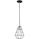 Livex Lighting 41322-04 Geometric Shade - 7.75" One Light Mini Pendant, Black Finish with Black Metal Shade