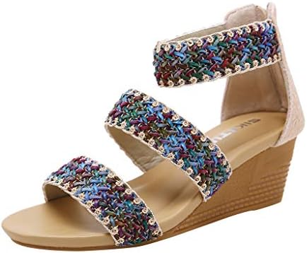 Women's Fashion Summer Casual Roma Zip High Heels Wedges Sandals Work Shoes 2019 New Ladies Summer Sandals