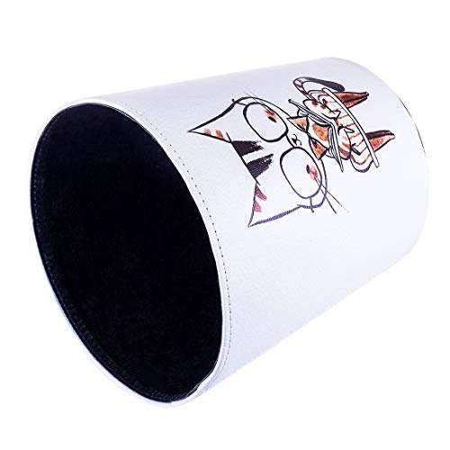 Haoun 2.6 Gallon / 10L Garbage Can,Cute Animal Pattern Trash Can Waterproof Leather Wastebasket for Bedroom Living Room - Cat - Thumbnail 3