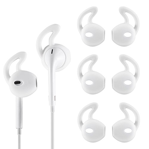 Josi Minea x3 Pairs [ Apple EarPods ] Anti-Slip Earbud Cover with Earhooks - Soft Silicone Tips with Ear Hook Attachments for Apple EarPod Earphones iPhone Headphones [ 3 Pairs - White ] - Thumbnail 3