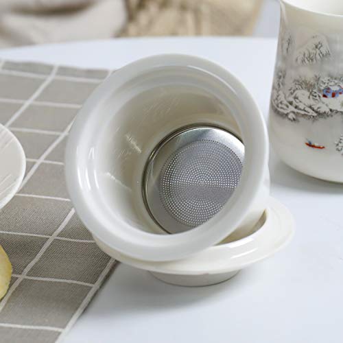TEANAGOO M01-8 Ceramic Tea-Mug with Infuser and Lid, 13.7 OZ, Snow, Portable Ornament infuser,Infused Tea-Cup, Brewing Filter, Steeper Men Mom, TEANAGOO Maker - Thumbnail 5