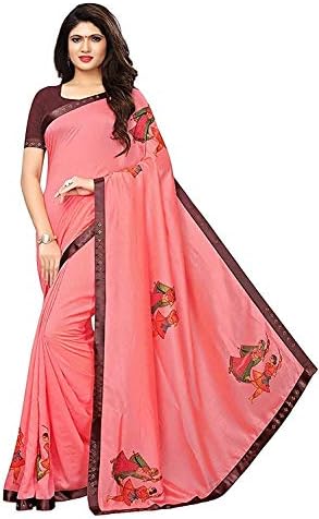 Queen of India Women's Chanderi Cotton Saree with Blouse Piece, Free Size