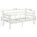 GreenForest Daybed Twin Bed Frame with Headboard and Stable Steel Slats Mattress Platform Base Boxspring Replacement Easy Assembly for Living Room Guest Room(Light Beige White)