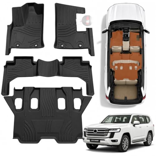 All Weather TPE Car Floor Mat Fits For Toyota Land Cruiser LC300 2022-2026 7Seats Protector Passenger Seat With Fire Extinguisher Car Mats Floor Waterproof LC300 Interior Accessories