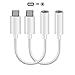 PARLT 2 Pack Type C to 3.5mm Headphone Jack Adapter, USB C Male to 3.5mm Cable Audio Adapter Converter External for Moto Z Droid, XPS13, CDLA, Headphone,Type C Port Devices(White)