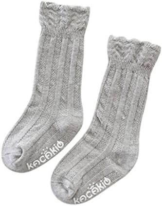 Cotton Socks Solid Blend Breathable Girls Knee High Long Warm Knee Socks Gray S