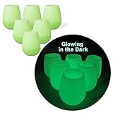KindGa Silicone Wine Glasses Unbreakable Stemless Outdoor Rubber Wine Cups,100% Silicone Dishwasher Safety - Foldable Shatterproof Party Cups for Travel Camping Pool Picnic/ 12 oz (Glowing Green, 6)