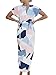 PRETTODAY Women Summer Dress Short Sleeves Elasticated Waist Belt Lattice Long Skirt