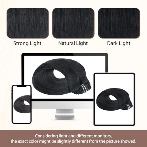 Sassina Straight Human Hair Clip ins Extensions 18 Inch Natural Clip in Remy Human Hair Extensions Jet Black Clip ins Hair Extensions Full Head 8 Pcs with 18 Clips 120 Grams #1