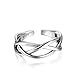CANDYFANCY 925 Celtic Knot Ring Sterling Silver Forefinger Ring Open Middle Knuckle Thumb Ring for Women Adjustable Size 4-6(Three line Twist)