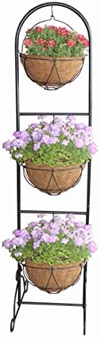 Gardener Select LU1207 Three Basket Wire Patio Planter, 60", Black