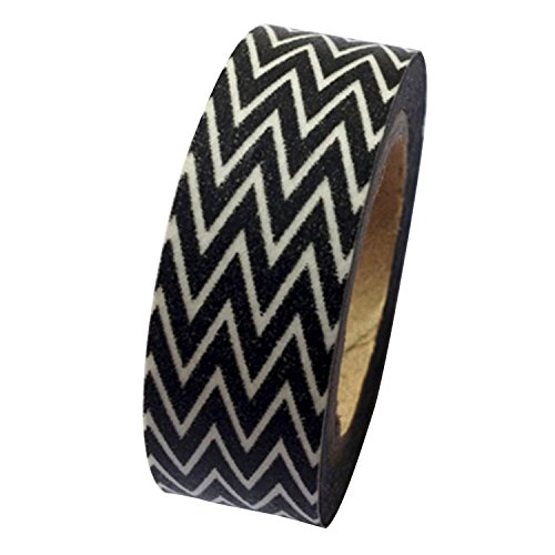 Dress My Cupcake DMC41WT1120 Washi Decorative Tape for Gifts and Favors, Classic Black Chevron