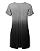 Lock and Love WT1085 Womens Dip Dye V Neck Short Sleeve Pleats Tunic Top XXXL BLACK