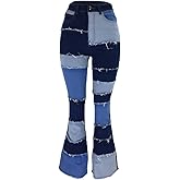 ODIZLI Women's High Waisted Bell Bottom Jeans Ripped Stretch Skinny Flare Jeans Distressed Bootcut Denim Pants Plus Size