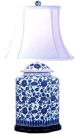 Blue and White Bird and Floral Motif Chinese Porcelain Ginger Jar Table Lamp 27"