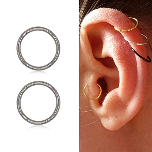 Nose Ring Hoop G23 Titanium Body Piercing Jewelry for Women Girls(Silver, 1.0×10)