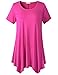 LARACE Short Sleeve Shirts for Womens Plus Size Tops Casual Summer Clothes Asymmetrical Tunic Blouses(Fushia 1X)