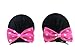 MeeTHan Pink Polka Dot Bows Minnie Mouse Hair Clips Ears Elastic Bands Costume Accessories: M12 (Minnie clip 7 cm)