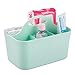 mDesign Small Plastic Nursery Storage Caddy Tote - Divided Bin with Handle for Baby/Kids - Hold Bottles, Spoons, Bibs, Pacifiers, Diapers, Wipes, Baby Lotion - Lumiere Collection - Mint Green