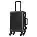 Ovonni Small LED Makeup Train Case, Lighted Rolling Travel Portable Cosmetic Organizer Box with Mirror and 4 Detachable Wheels, Professional Artist Trolley Studio Free Standing Workstation, Black