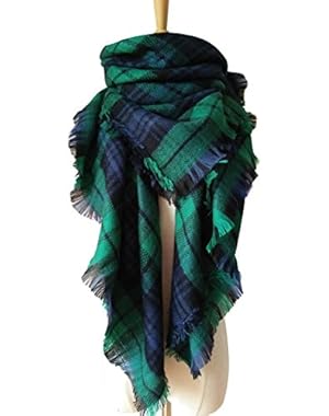 Tartan Blanket Scarf Stylish Winter Warm Pashmina Wrap Shawl for Women