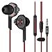 BlitzWolf Wired Earphones with Mic in Ear Buds with Volume Control Noise Isolating Headphones Dual Dynamic Driver Bass 3.5mm Stereo Sound for Phone - PC More Red