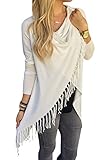 SEXYARN Women's Tassel Hem Crew Neck Knited Sweater Coat Outwear