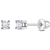 In Season Jewelry CZ Round-Shaped Kids Earrings - 925 Sterling Silver Hypoallergenic Earrings for Girls with Secure Screw Backs - Safe & Comfortable for Toddlers, Kids & Little Girls