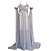 Xfang Women's Chiffon dress Halloween Cosplay Costume Grey Long Train Dress